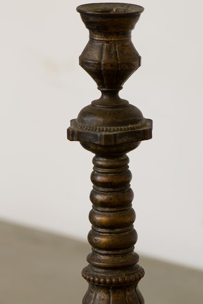 French Full Brass Single Antique Candlestick - French antique decorative objects 2