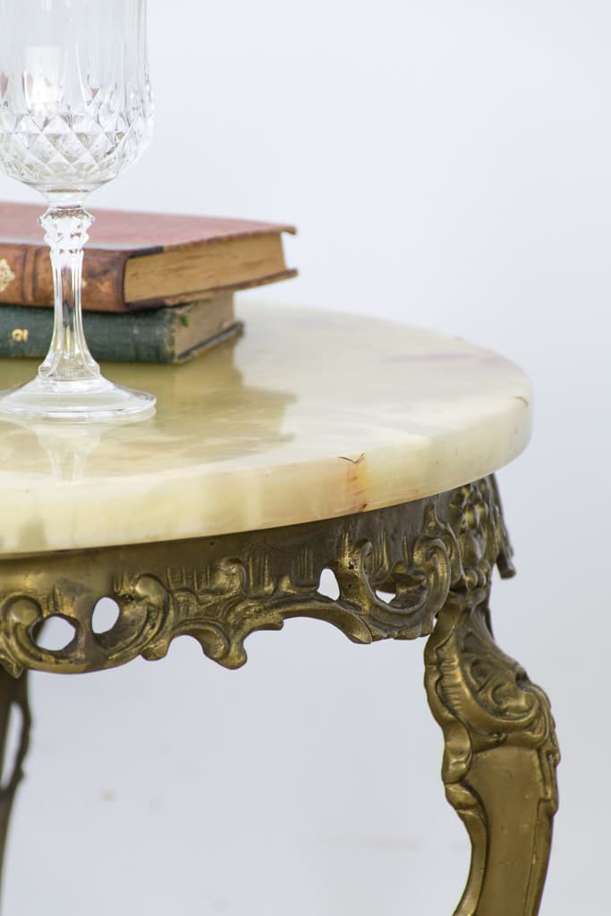 Rococo Louis XV Style Onyx Round Top Coffee Table - French antique 矮桌 3