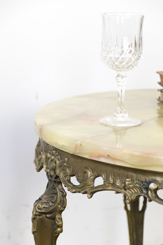 Rococo Louis XV Style Onyx Round Top Coffee Table - French antique 矮桌 2