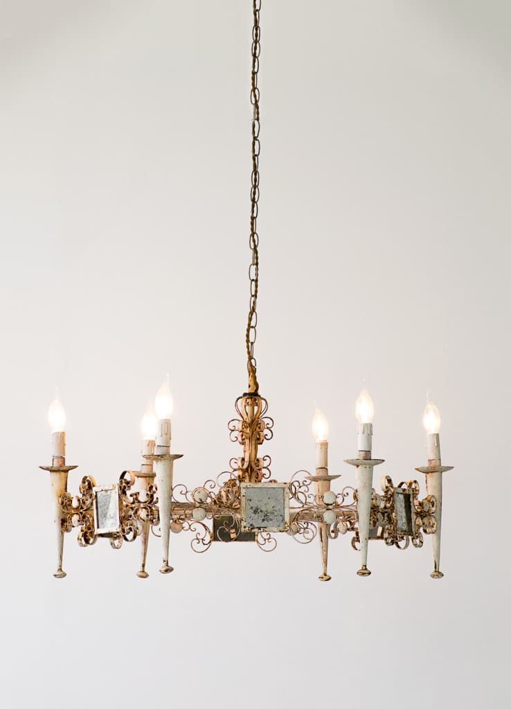 Large French Castle Iron Chandelier, Original Patina - French antique chandeliers & pendants 4