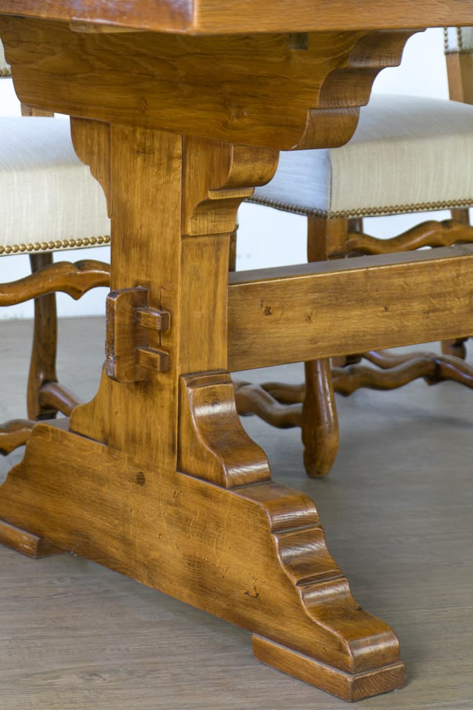Large French Oakwood Trestle Farmhouse Dining table - French antique dining tables 2