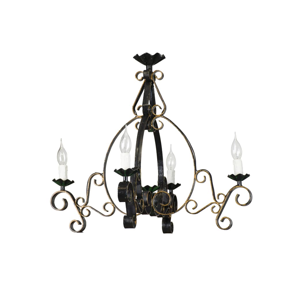 French Wrought Iron Chandelier with Original Patina - French antique chandeliers & pendants 2