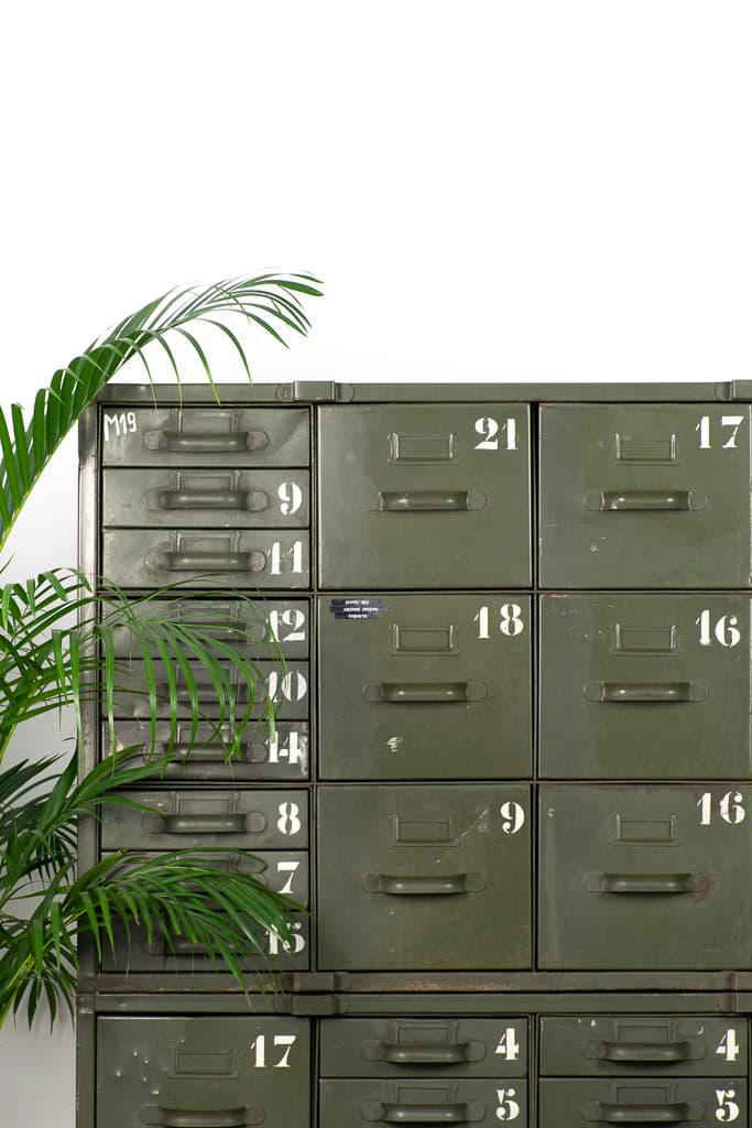 Rare pair of French Military Metal Cabinet - French antique industrial cabinets 4