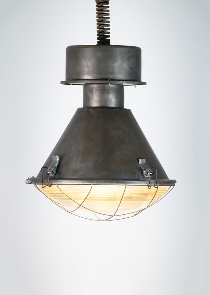 Dark Grey Vintage Metal Industrial Pendant Light - French antique industrial lighting 2