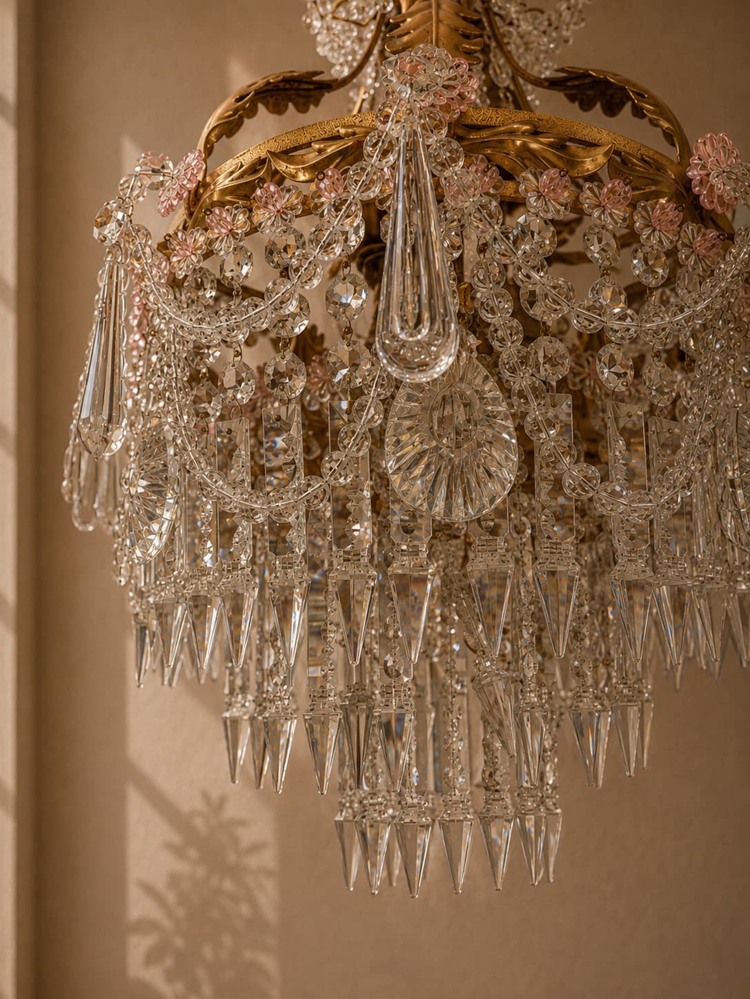 Louis XVI Style Gilt Metal and Crystal Basket Chandelier - French antique 吊燈 2