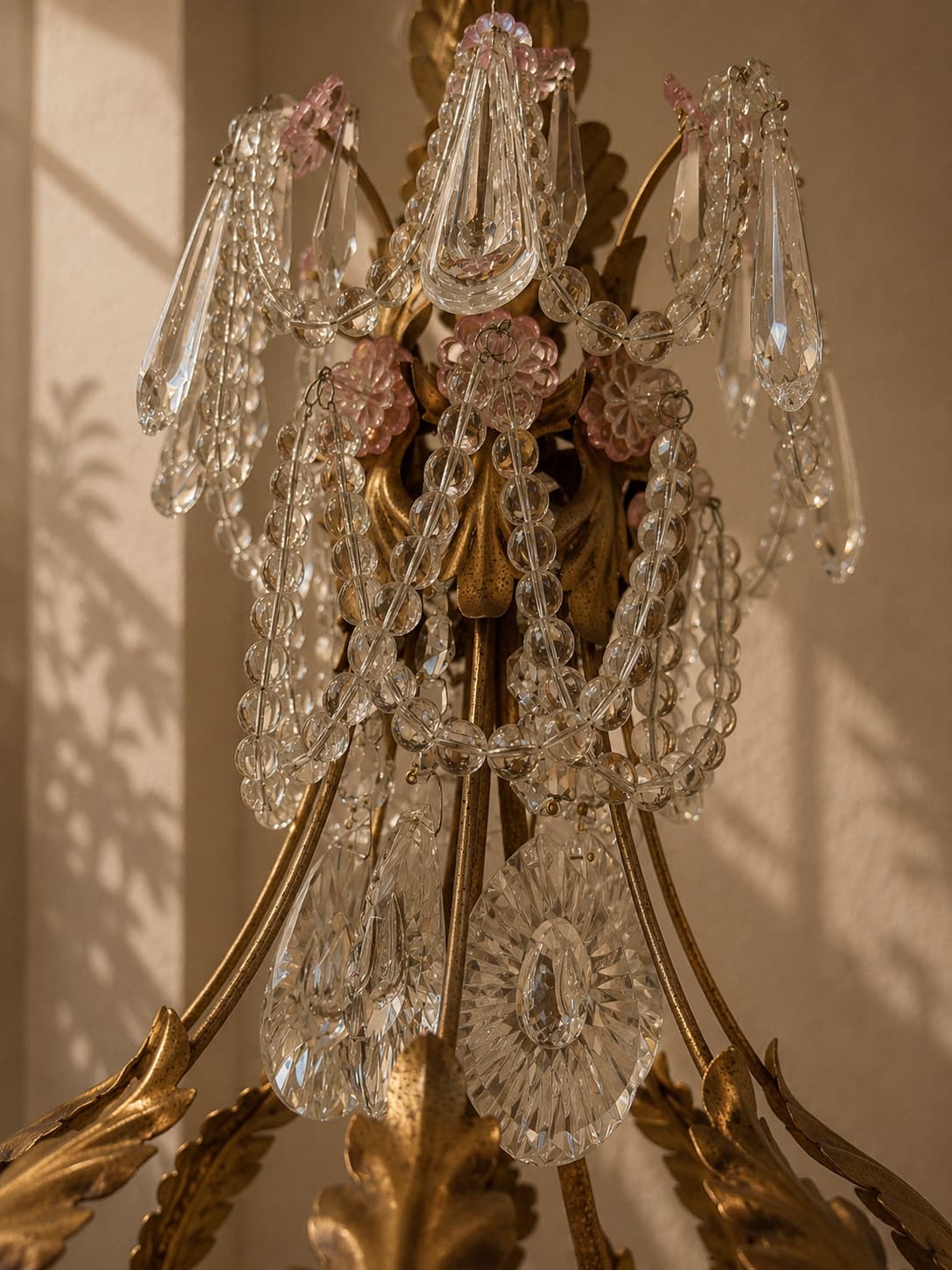 Louis XVI Style Gilt Metal and Crystal Basket Chandelier - French antique 吊燈 4