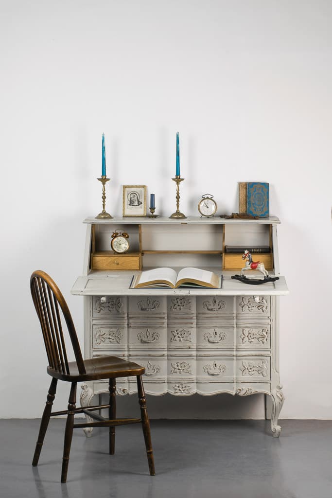French Louis XV Style Painted Writing Desk - French antique cabinets 2