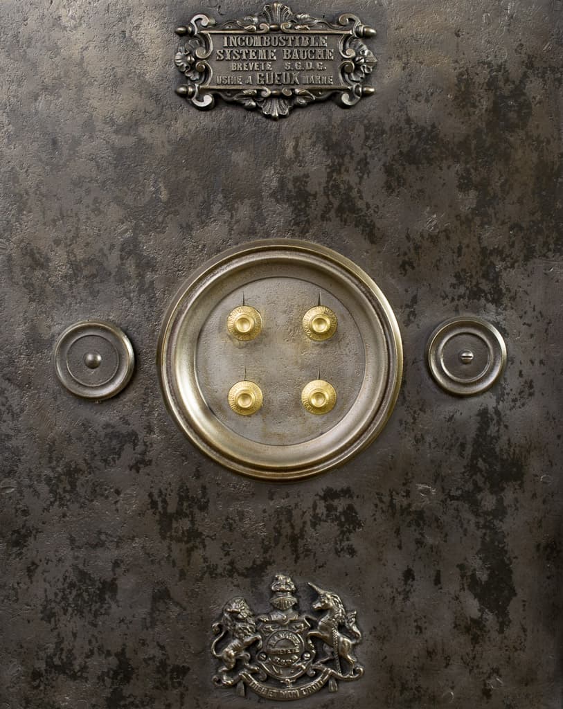 Large Metal and Wood Antique Safe - French antique antique safes 2