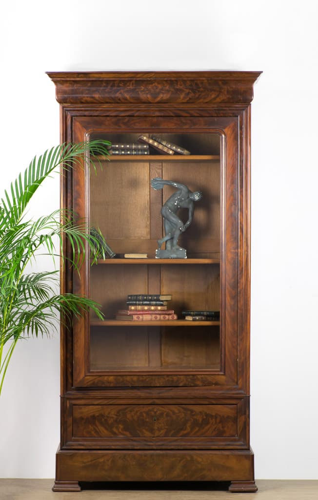 Early 20th Century French Louis-Philippe Revival Mahogany Vitrine Bookcase - French antique display cabinet 4