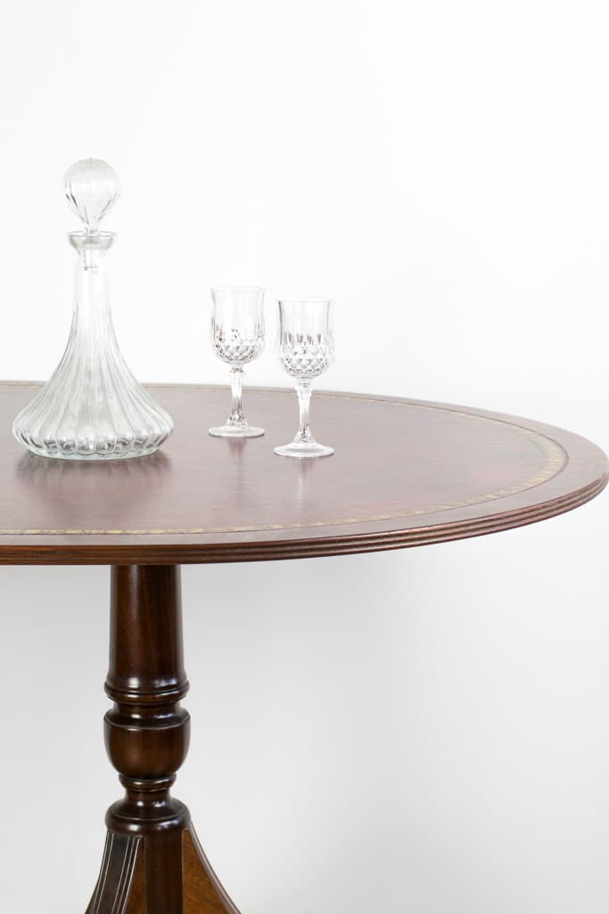 Elegant British Table with Red Leather Top - French antique dining tables 3