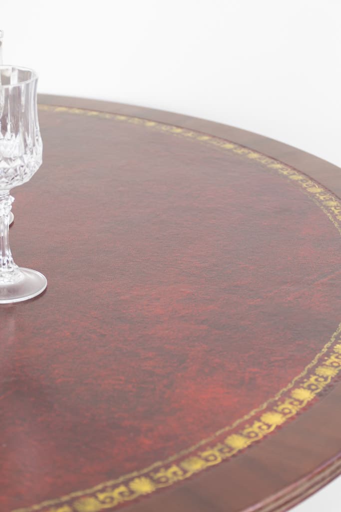 Elegant British Table with Red Leather Top - French antique dining tables 4