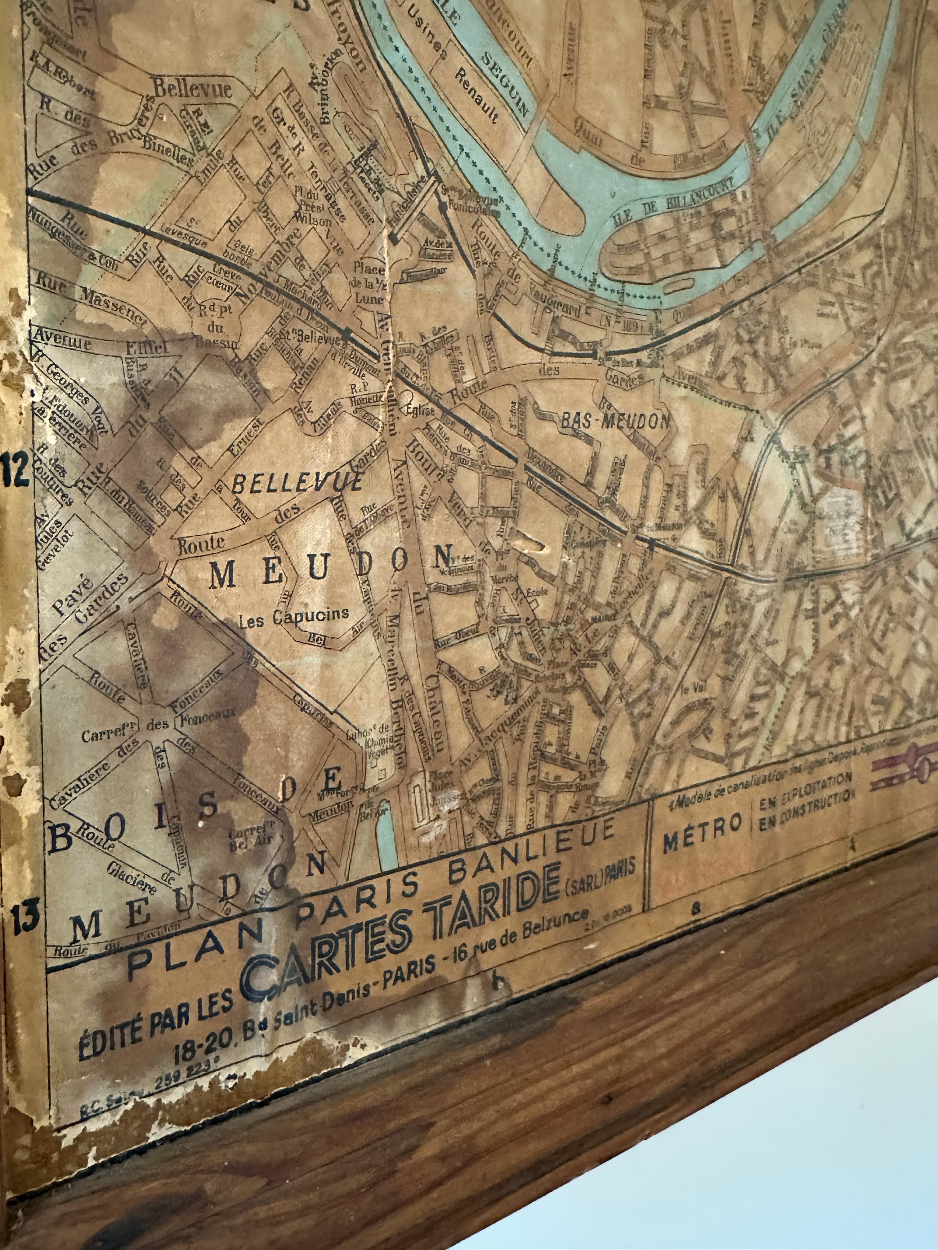 French Antique Paris Metro Map - French antique decorative objects 6
