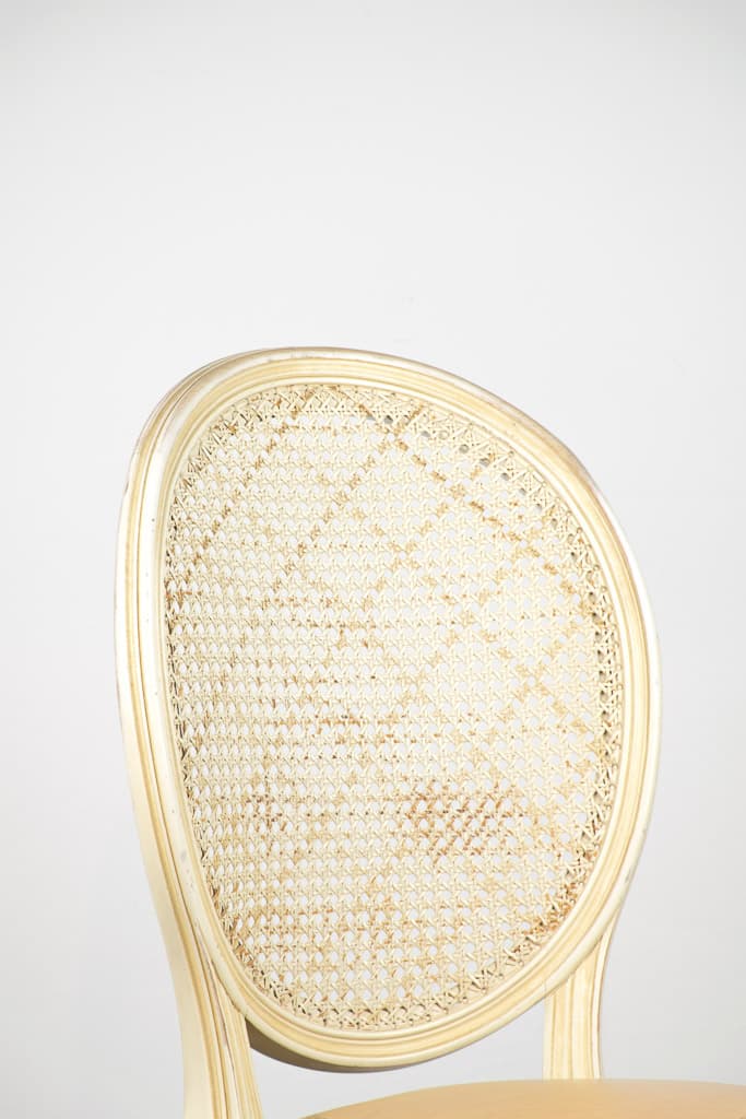 French Louis XVI Style Leather and Caned Chair - French antique 餐椅 2