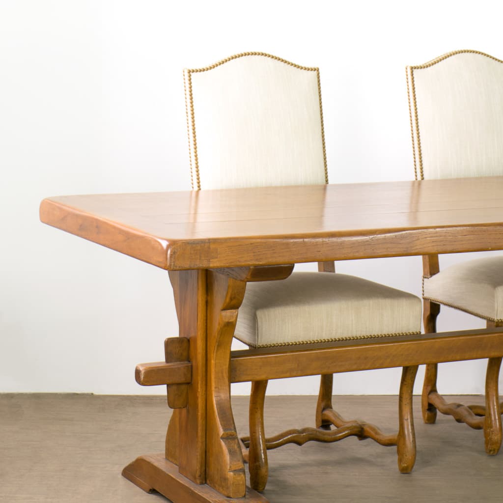 Large French 19th Century Trestle Style Farmhouse table - French antique dining tables 3