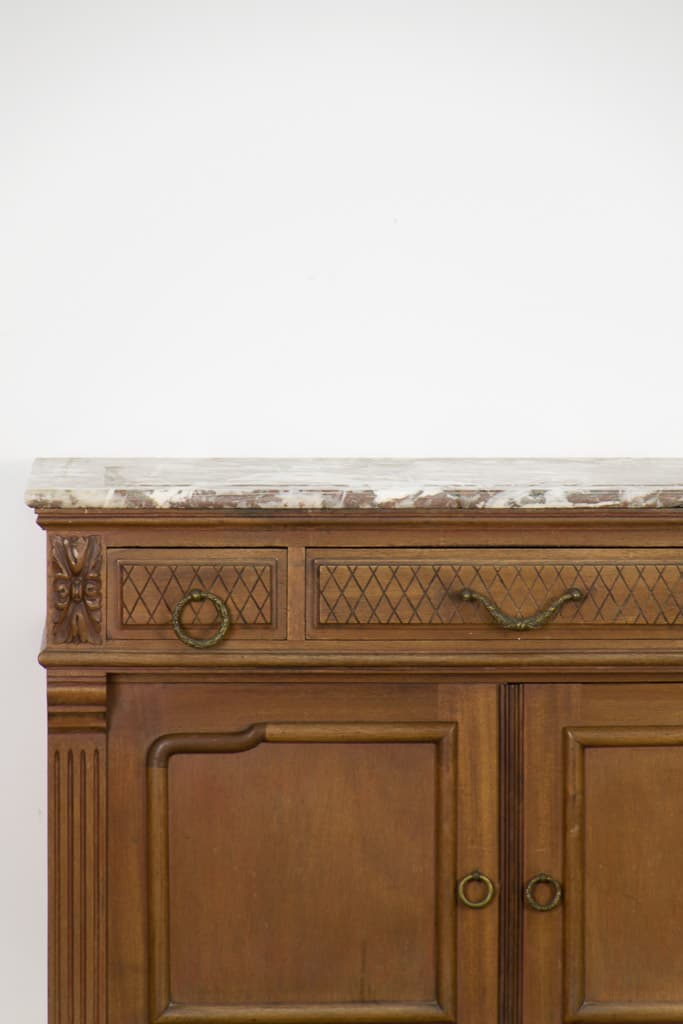 French Country Walnut and Marble Top Sideboard/Buffet - French antique cabinets 3