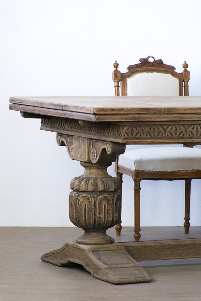 French Renaissance Hand crafted Draw Leaf Dining Table - French antique dining tables 3