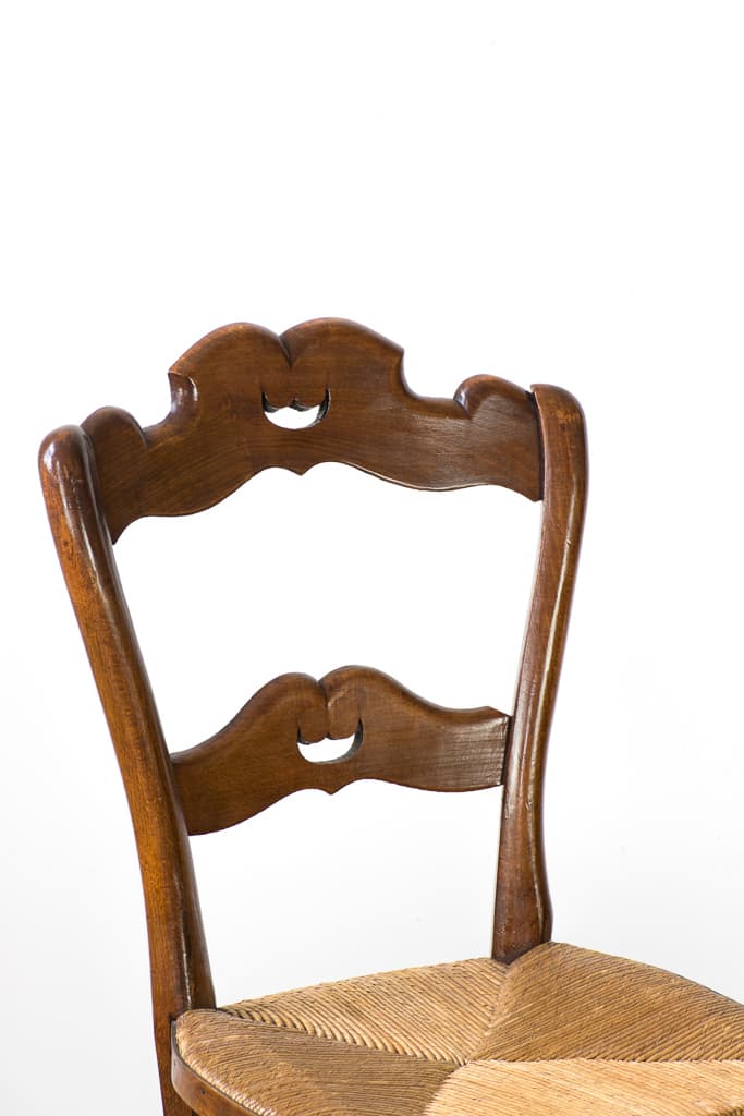 Early 20th Century Set of Six Antique Rush Chairs - French antique dining chairs 3