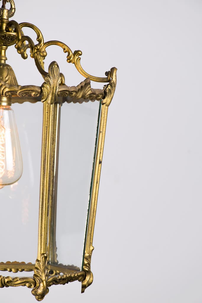 French Louis XV Style Glass Lantern Pendant, Circa 1930 - French antique chandeliers & pendants 2