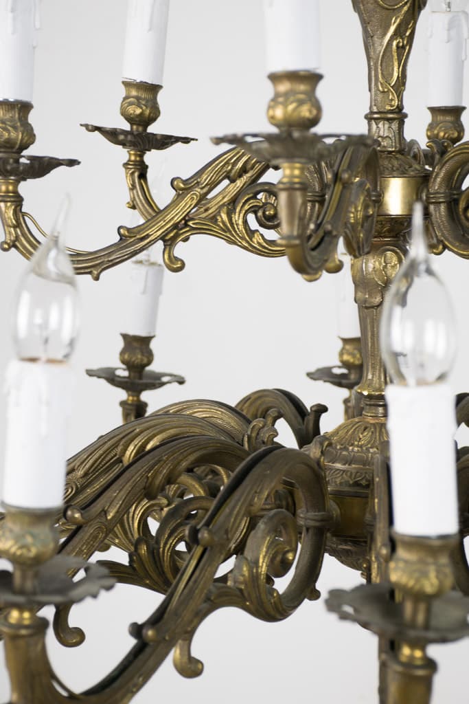 French Rococo Revival Solid Bronze Chandelier - French antique chandeliers & pendants 5