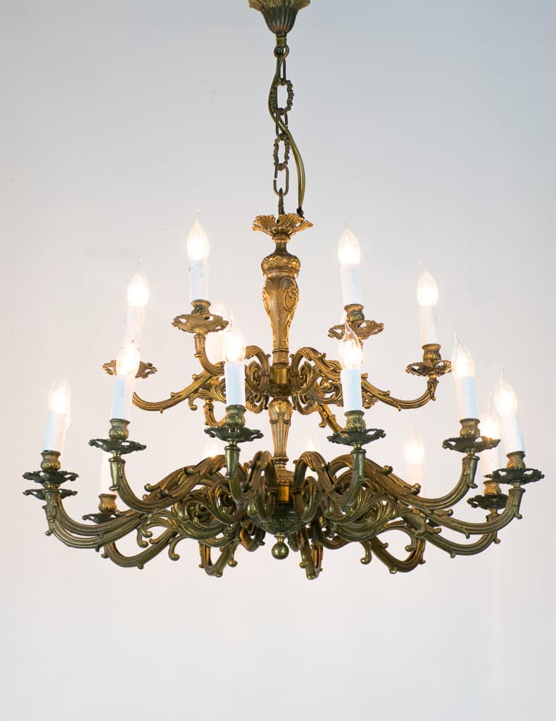 French Rococo Revival Solid Bronze Chandelier - French antique chandeliers & pendants 3