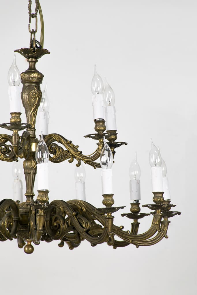 French Rococo Revival Solid Bronze Chandelier - French antique chandeliers & pendants 4
