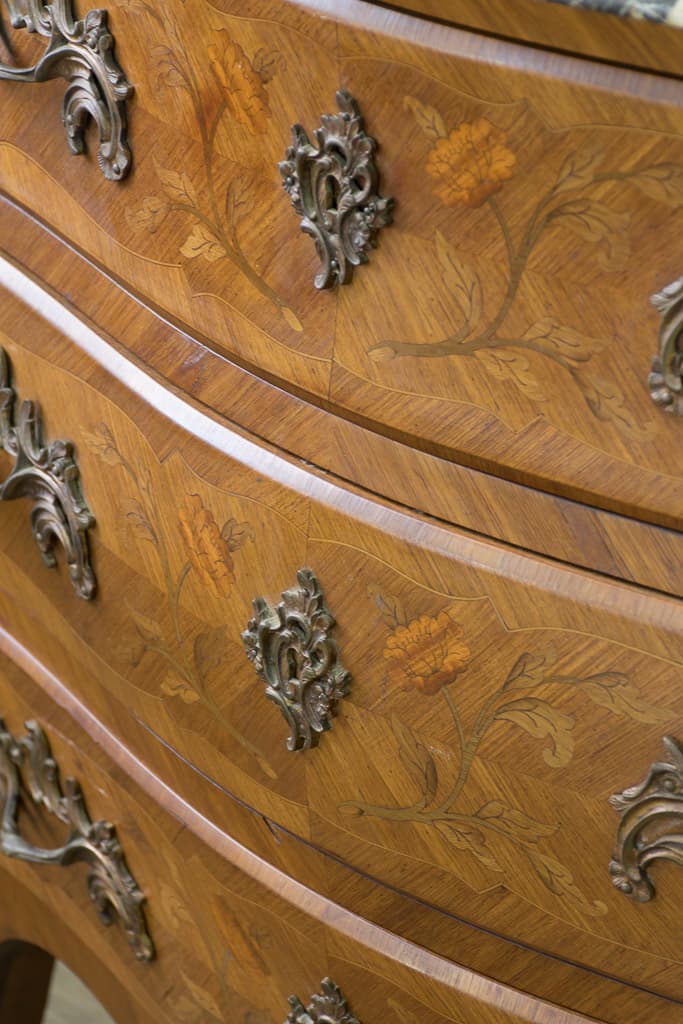 Elegant Louis XV Ormolu-mounted Marble-top Commode - French antique chest of drawers 3