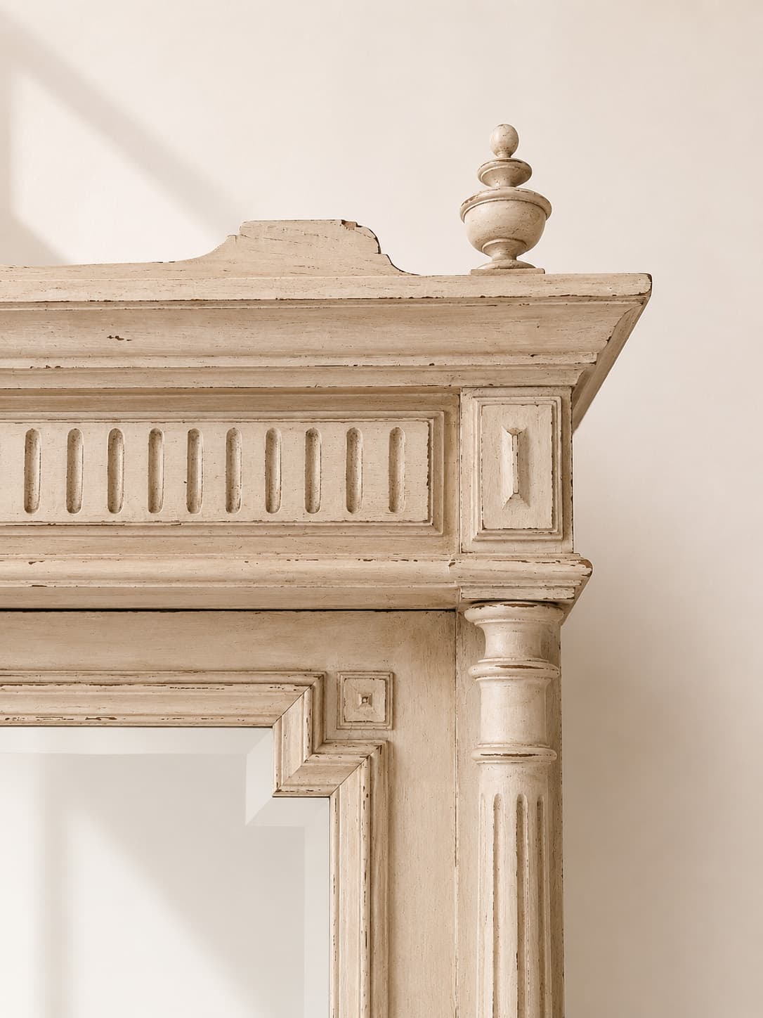 Large French Louis XVI Revival Mirrored Armoire with Distressed Painted Finish - French antique 書櫃 3