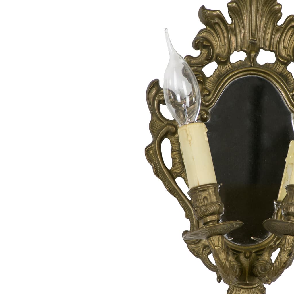Pair ofFrench Louis XV Style bronze Mirrored Sconces - French antique wall lights & sconces 3