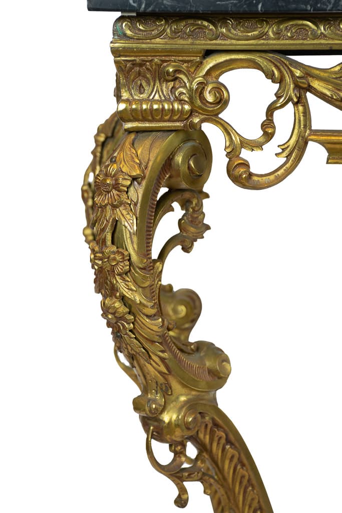 Elegant Italian Rococo Bronze Marble-Top Console Table - French antique 邊桌 2