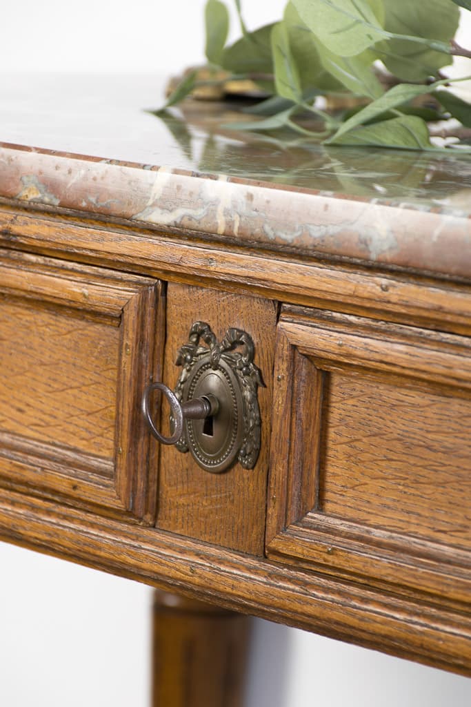 French Louis XVI Style Oak Writing or Side Tabl - French antique side tables 3