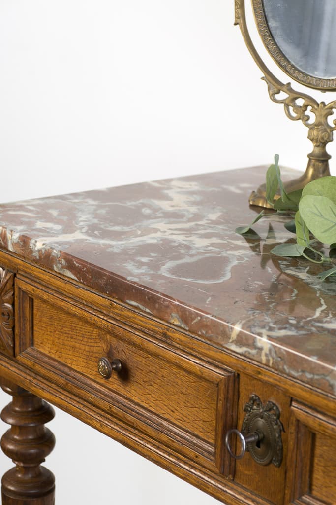 French Louis XVI Style Oak Writing or Side Tabl - French antique side tables 4