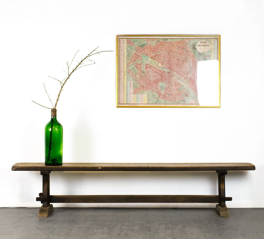 Long Solid Oakwood French Country Bench - French antique benches 2