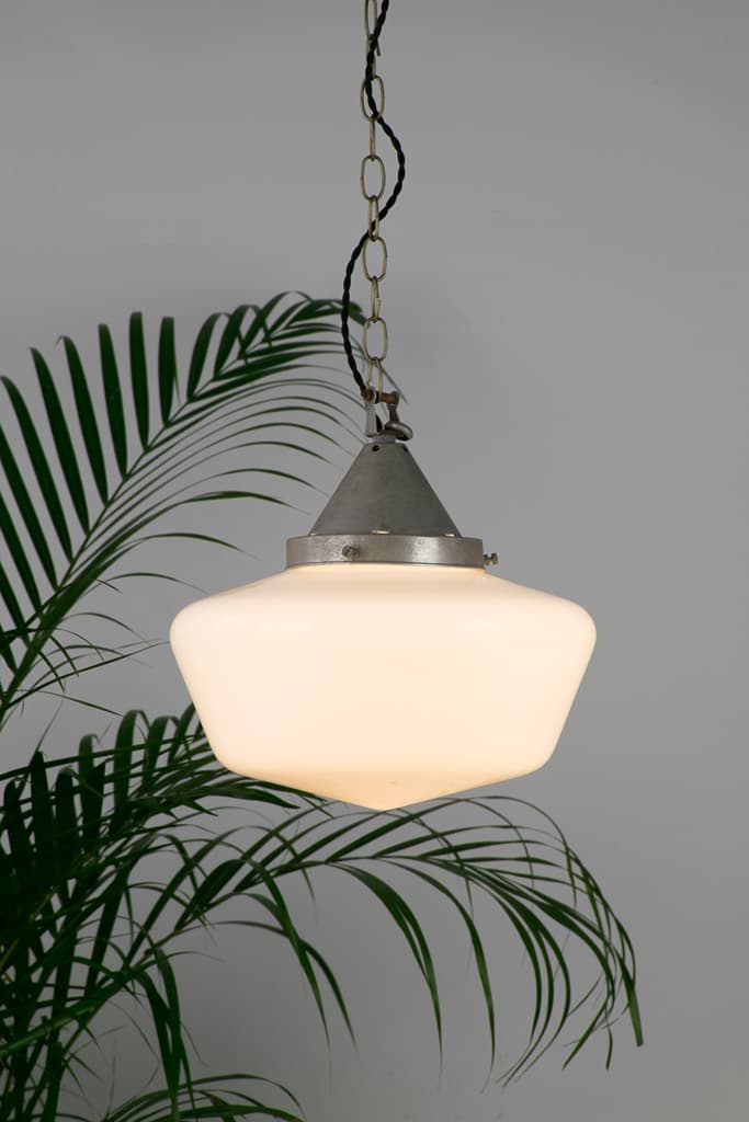 French Vintage Opaline Glass Pending Light - French antique vintage lighting 2