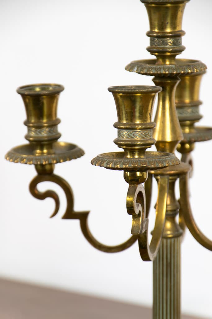 French Louis XVI Style Full Brass Candlestick - French antique decorative objects 2