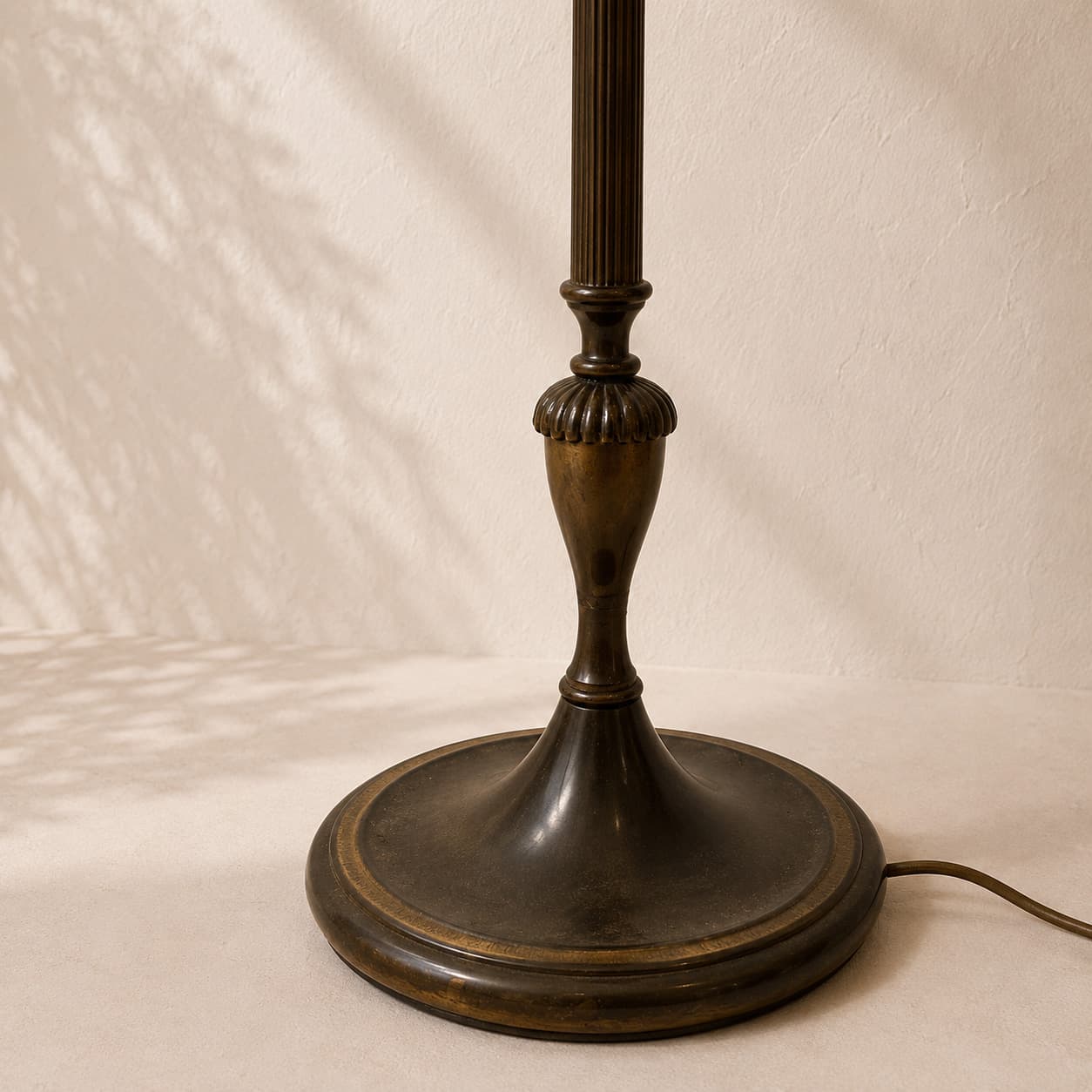 Antique French Three-Light Floor Lamp with Gilt Palm Motif - French antique floor lamps 3