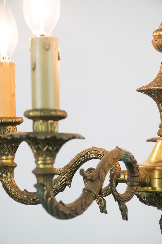 French Neoclassical Bronze Four-Light Chandelier - French antique chandeliers & pendants 2
