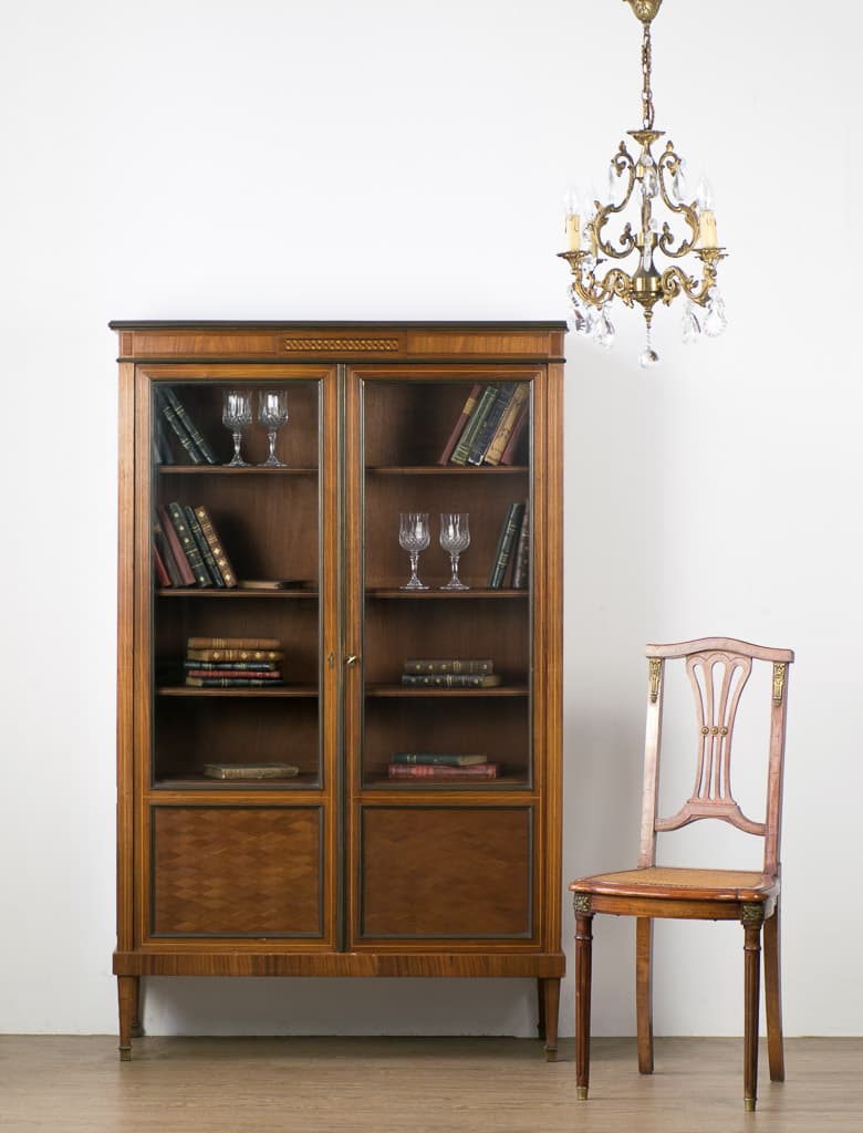 French Marquetry Art deco Display Cabinet - French antique display cabinet 5
