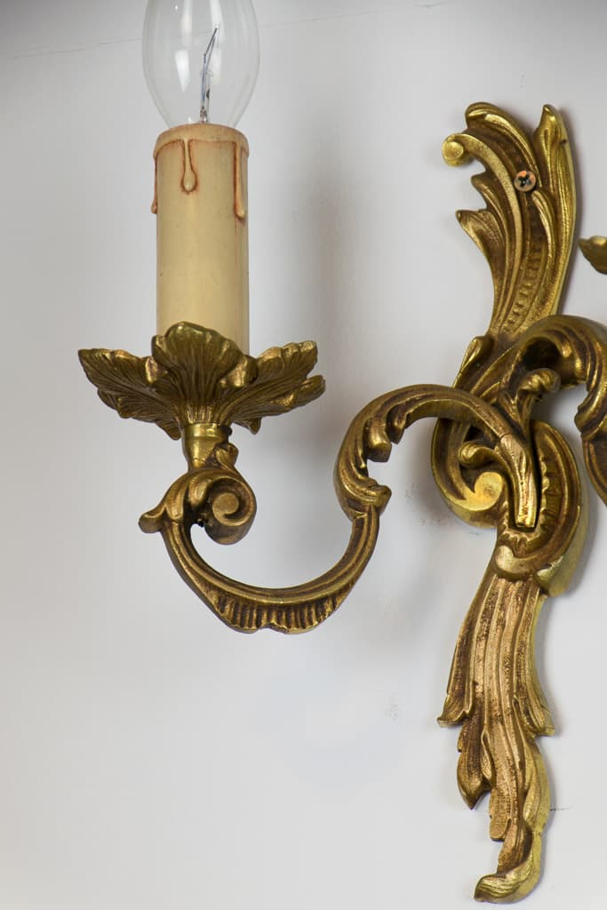 Pair of French Louis XV Style Gilt Bronze Wall Sconces - French antique wall lights & sconces 3