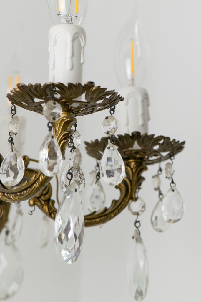 French Antique Bronze and Crystal Five-Light Chandelier - French antique chandeliers & pendants 2